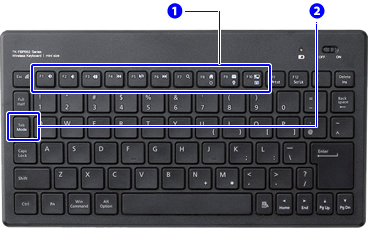 @メディア再生などに便利なマルチファンクションキーを装備。/AWindowsモードとiOSモードを切り替え可能な「モード切替キー」を装備。