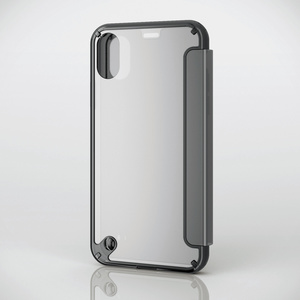 iPhone X用ハイブリッドケース/衝撃吸収/クリアフラップ付(PM-A17XHVCFBK)