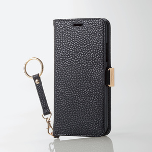 iPhone X用ソフトレザーカバー/女子向/磁石/ストラップ付(PM-A17XPLFJBK)