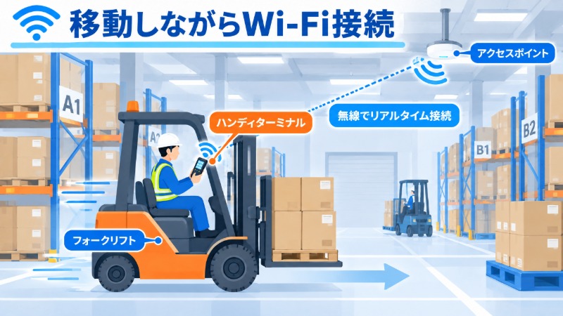 工場フロアにおける金属設備とWi-Fiのデッドゾーンを示す図