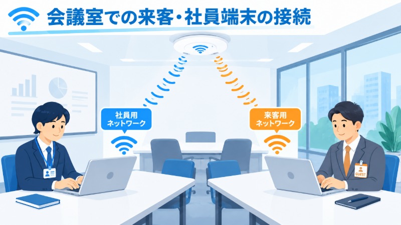 VLAN未分離のネットワークで起こり得る4つのリスクを示す図