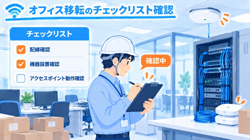 オフィス移転のチェックリストを確認する担当者の様子