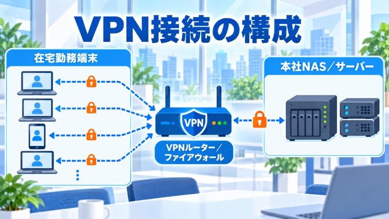 社外アクセスの3つの方式（VPN・クラウド中継・リバースプロキシ）を比較する図