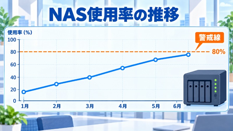 NASに拡張ユニットを接続し容量を追加する構成とクラウドへのデータ退避を示す図