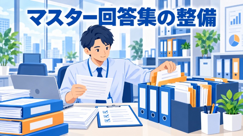セキュリティチェックシート回答のためのマスター回答集や根拠資料を整理する担当者