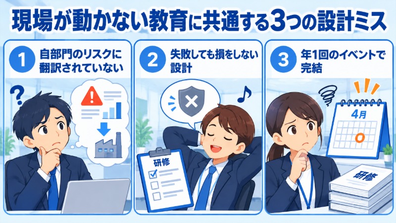 eラーニングを形式的に受講する様子