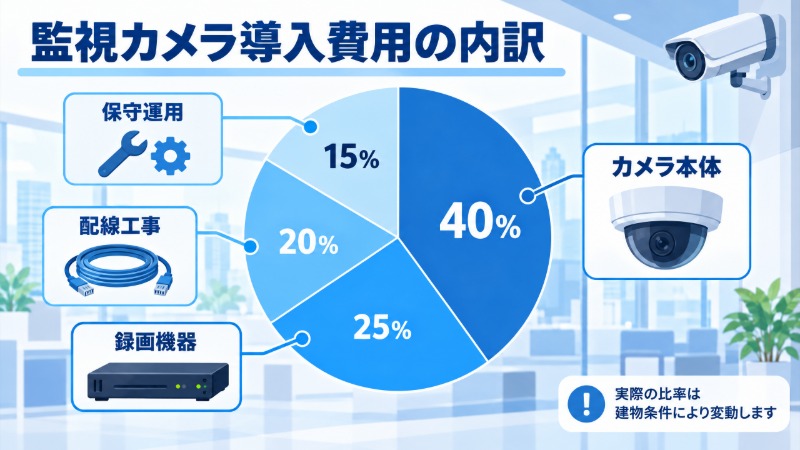 監視カメラ導入費用の内訳イメージを示す図