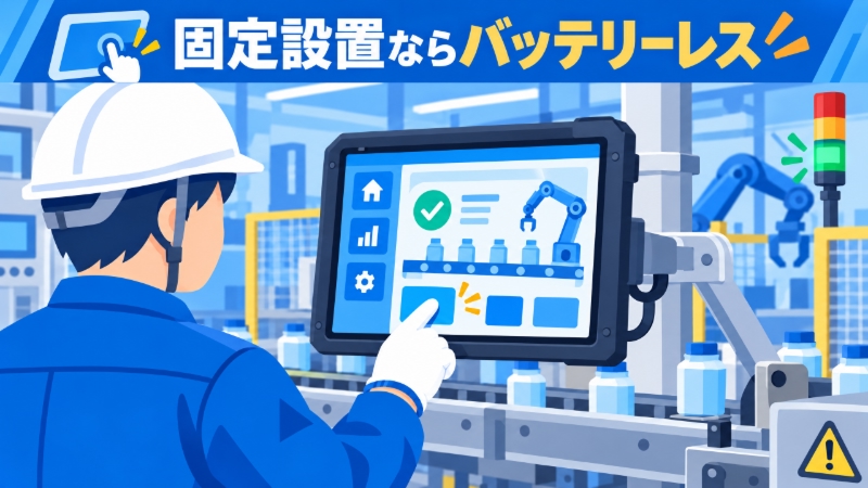 工場のライン脇に固定設置されたタッチパネルPC