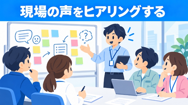 現場担当者にヒアリングする会議の様子