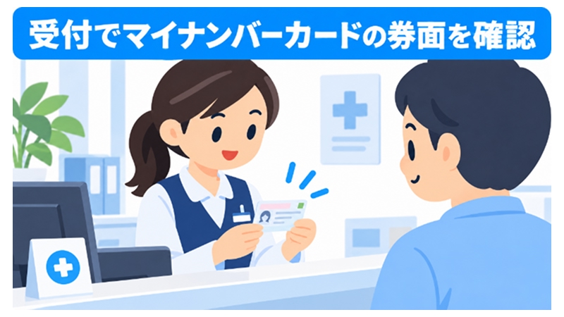 窓口担当者がマイナンバーカードの券面を確認する様子