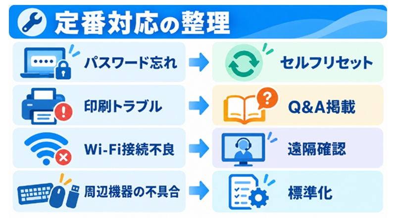 定番の問い合わせ4項目とその対策を整理した図解