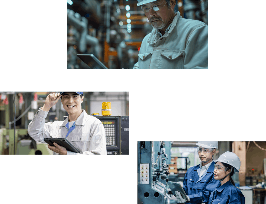 様々な現場でタブレットを使用しているイメージ