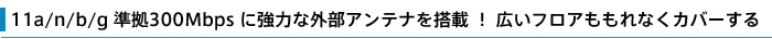 对11a/n/b/g根据300Mbps搭载强有力的外部天线！　也毫不遗漏覆盖大的层。
