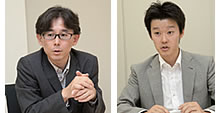 お話を伺ったITソリューション事業本部システムソリューション部テクニカルG マネージャー 波多野和昭氏(左)とソフトウェア事業本部ストラテジック・プロダクト部プロダクト2G 主任 古川伸一氏(右)。