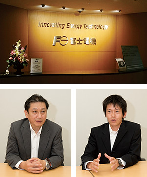 ICT統括部 営業第二部 営業第一課 担当課長 水田智久氏、パワエレ機器事業本部 開発センター 電源Gr. 森藤裕治郎氏