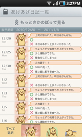 一覧表示画面(あげ日)