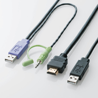 HDMI端子搭載パソコン2台で、1セットのHDMI対応ディスプレイとマウス/キーボードなどのUSB機器、スピーカを共有可能