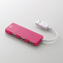 microSDカードリーダ機能搭載USBハブ 写真:U2H-SMC4BPN〈ピンク〉