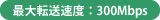 最大転送速度:300Mbps