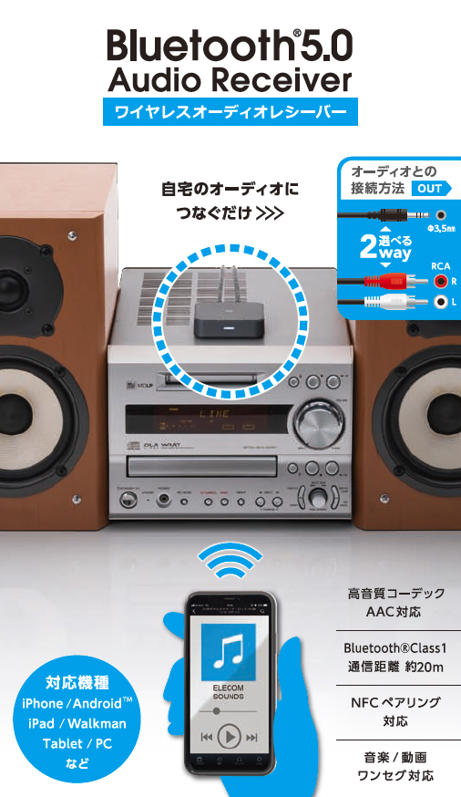 News 自宅のオーディオとスマホをbluetooth で簡単接続 高音質コーデックaacに対応したbluetooth オーディオレシーバーを発売