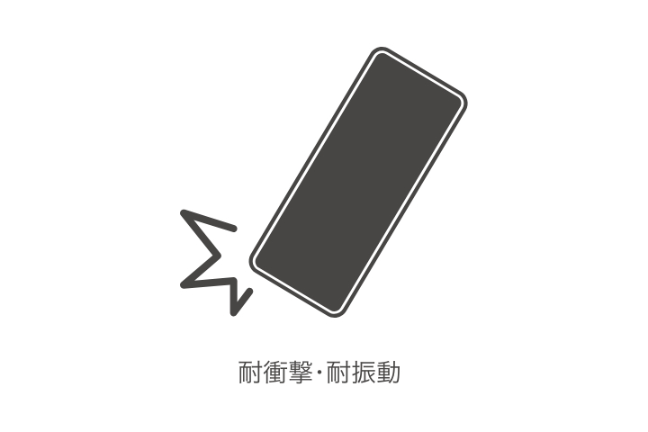 高い耐衝撃性能と耐振動性能