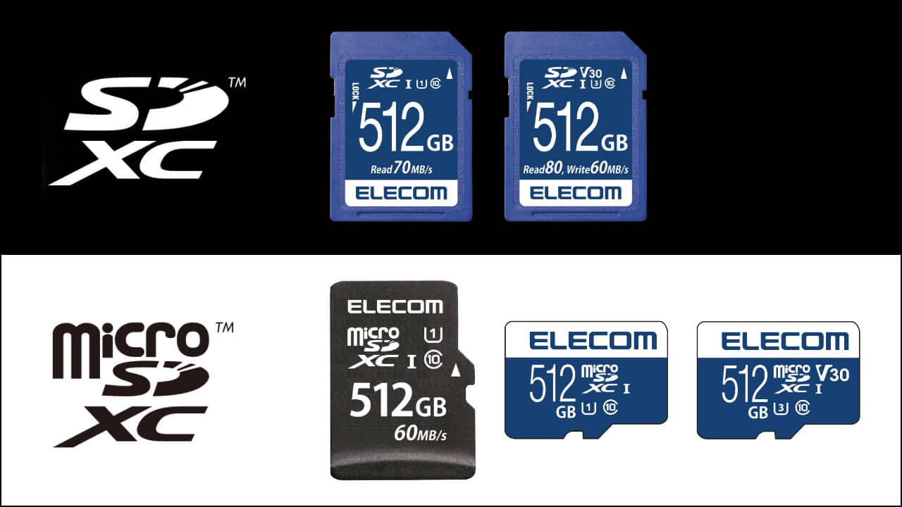無償でデータを復旧できるメモリカード5製品の512GBタイプ