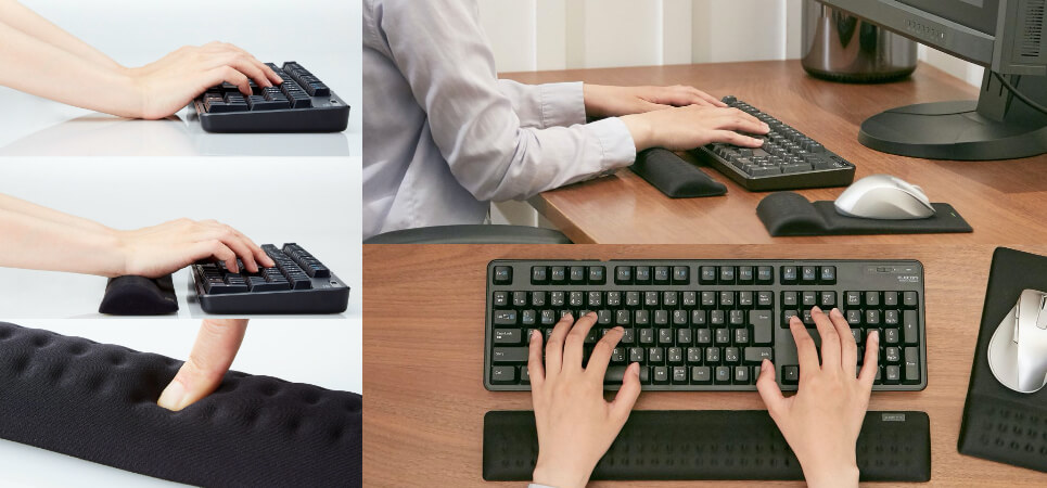 在宅ワークを快適に！手首の負荷を吸収して分散し、PC作業をサポートサラッと快適な使用感のフルキーボード対応ワイドパームレストを新発売