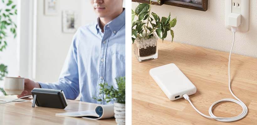 動画の視聴が可能(左)・充電イメージ(右)