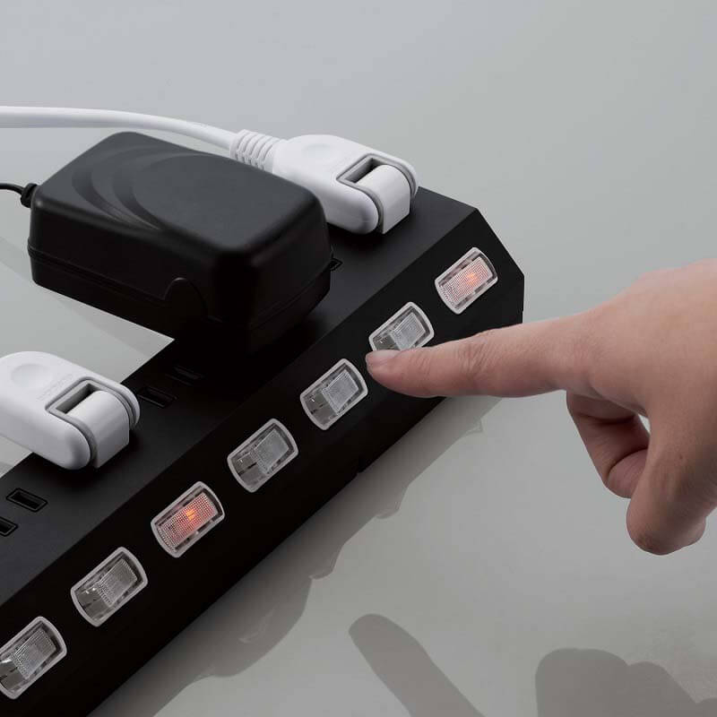 スイッチを操作するだけで個別に電源のON/OFFが可能 