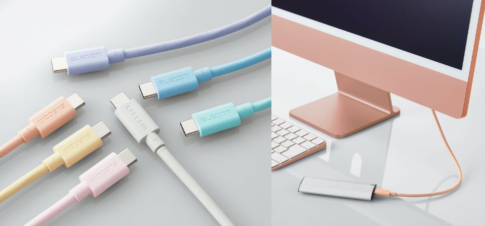 淡色カラーで機能は最高峰！従来の最速からさらに2倍速いデータ転送を実現した最新規格「USB4」対応ケーブル。iMacに合わせた7つのカラーで新発売