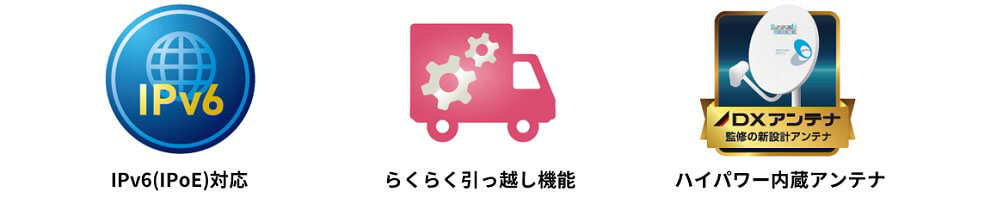 IPv6 IPoE対応、らくらく引っ越し機能、ハイパワー内蔵アンテナ搭載