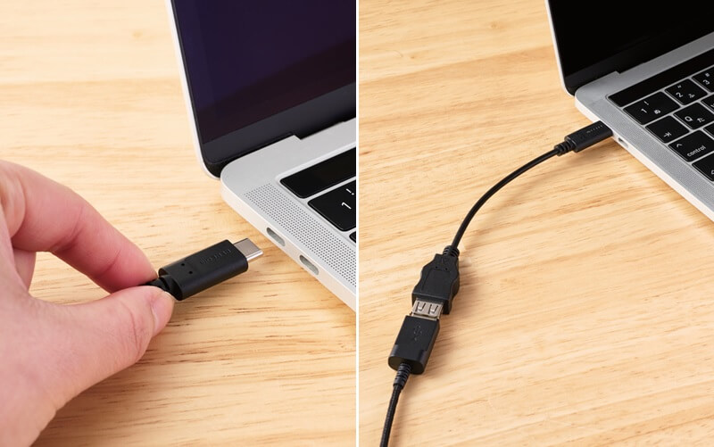 ヘッドホン端子を使わないUSB接続タイプ、USB Type-C変換ケーブル付き