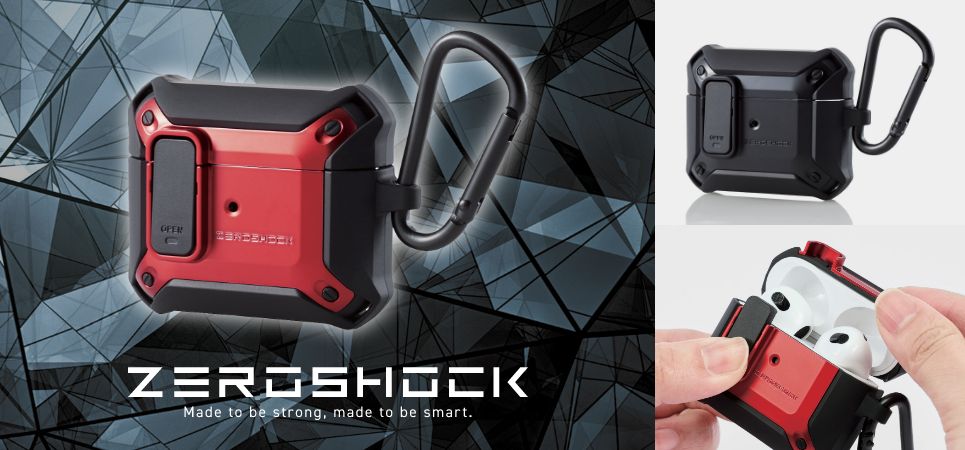 落下時の飛び出しを防ぐロック機能付きだから安心！3つの衝撃吸収構造で衝撃から守るAirPods(第3世代)用ZEROSHOCK Lockケースを新発売