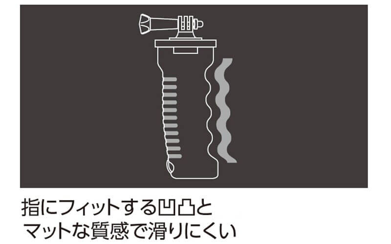 指にフィットする凹凸とマットな質感で滑りにくい