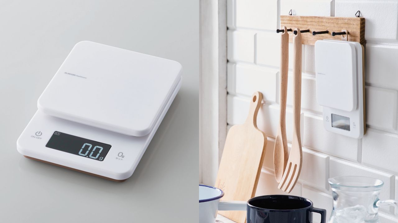 必要な機能をシンプルに備えたキッチンで使用しやすい天面の広いバックライト付きキッチンスケール