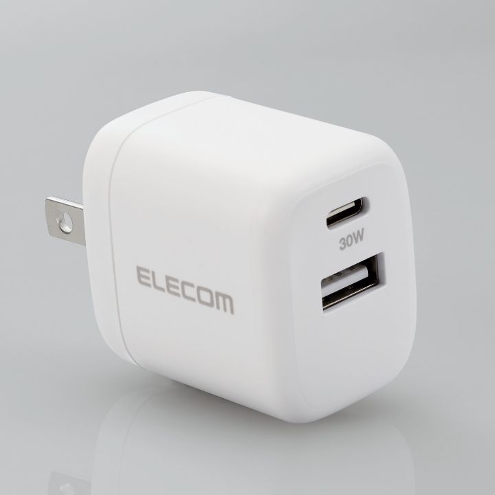 USB Type-CとUSB-Aポートの2ポート搭載 30W 超コンパクト USB AC充電器