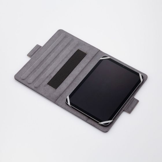 シリコン製ラバーバンドでタブレットの四隅をしっかりホールド