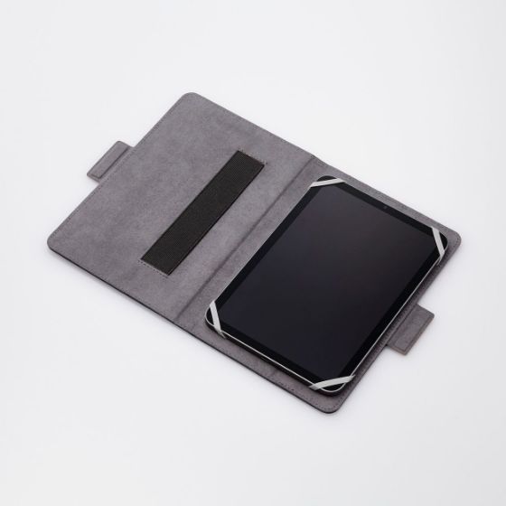 シリコン製ラバーバンドでタブレットの四隅をしっかりホールド