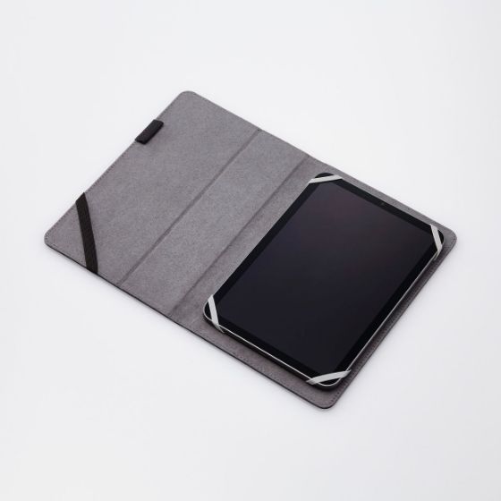 シリコン製ラバーバンドでタブレットの四隅をしっかりホールド