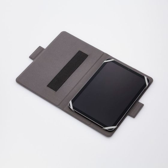 シリコン製ラバーバンドでタブレットの四隅をしっかりホールド