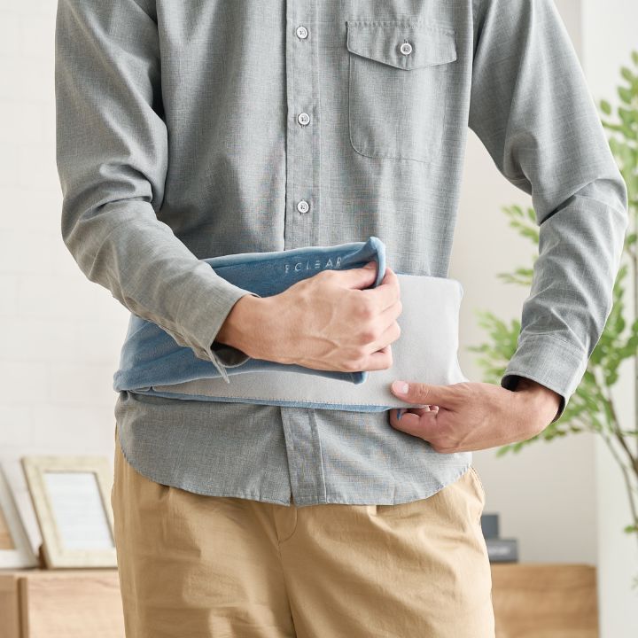 面ファスナーで巻きたい場所のサイズに合わせて自由に着脱できるため、体のサイズにぴったりフィット