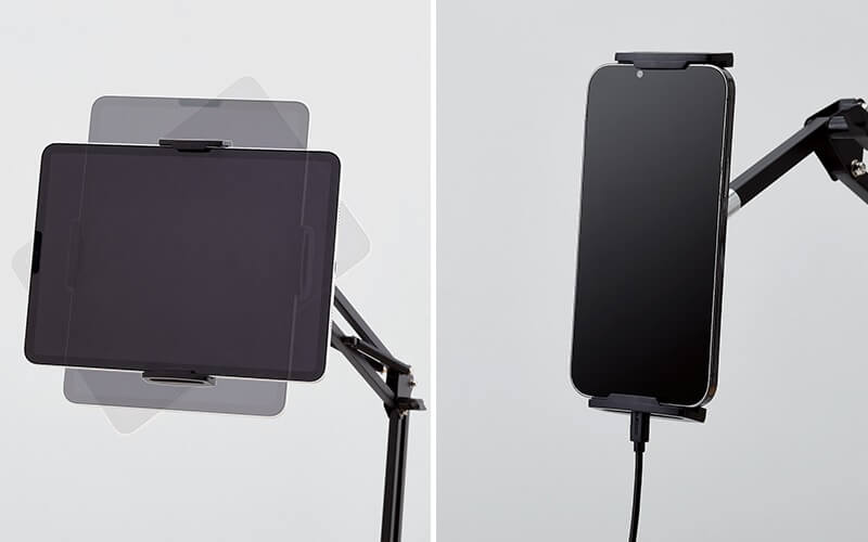 角度や向きの調整可能・スマホは充電しながら使用可能