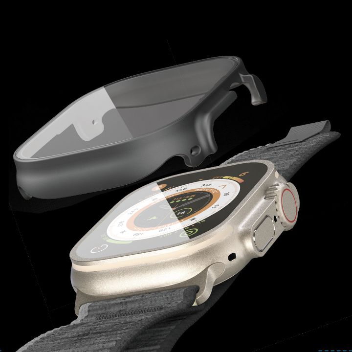 ポリカーボネート素材とガラスの2重構造で、Apple Watchの液晶部及び側面部を保護します