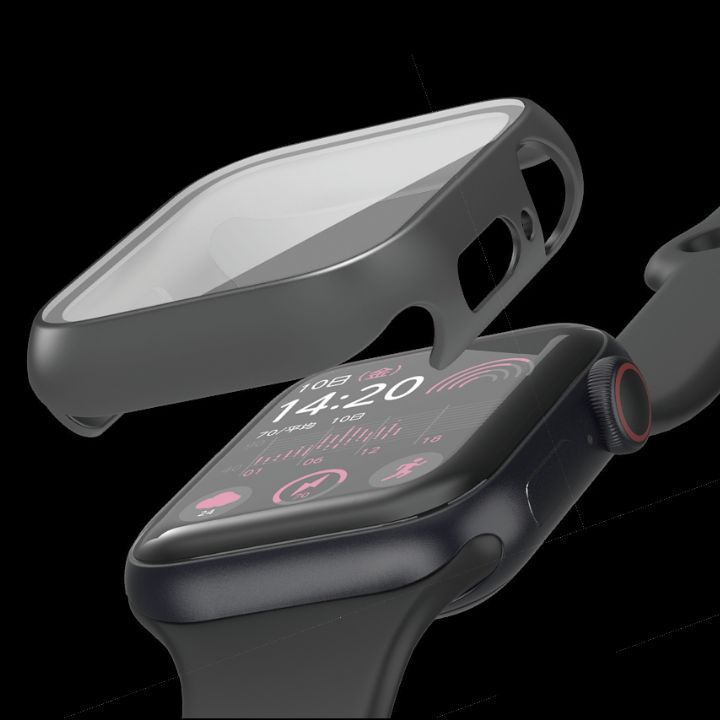 表面硬度10HのGorilla(R)ガラスと耐衝撃性の高いポリカーボネート素材の2重構造で、Apple Watchの液晶部及び側面部を保護します