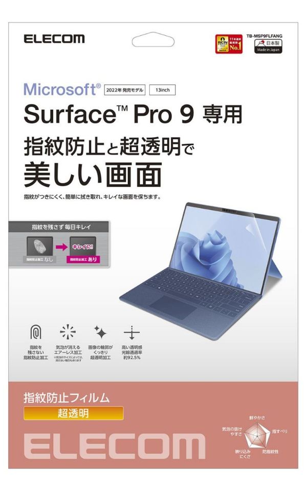 指紋防止と超透明で美しい画面