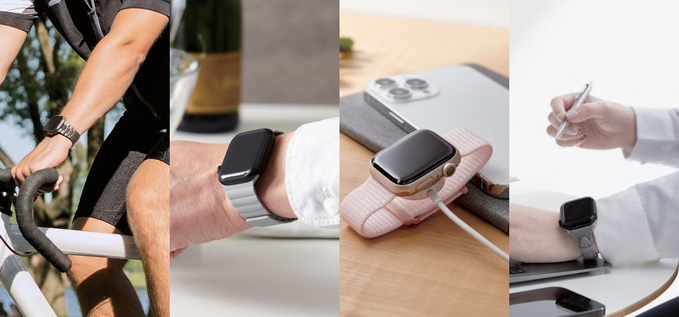 オシャレなレザーやファブリック素材など、好みやシーンに合わせて選べるApple Watch専用バンドを新発売！