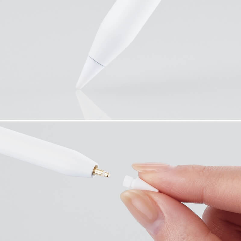 純正のApple Pencilに近い描き心地(樹脂製ペン先)、ペン先は交換可能