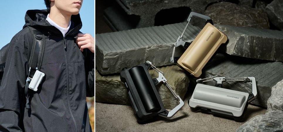 カラビナで身につけて、ケーブルと一緒に持ち運べる！便利なモバイルバッテリーを新発売