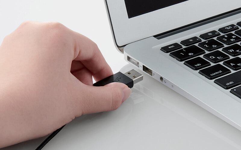 HS-HP07SUBK パソコンのUSB-A端子に接続可能