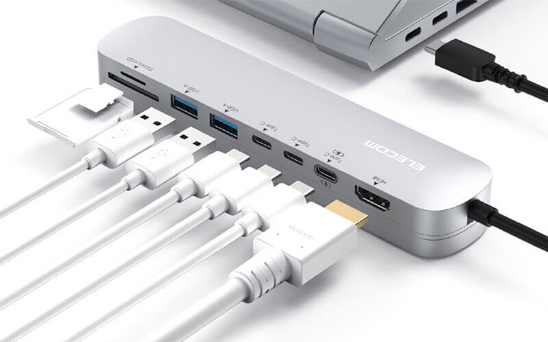 USB、HDIMI、SDカードスロットなど多彩なポートを装備したドッキングステーション